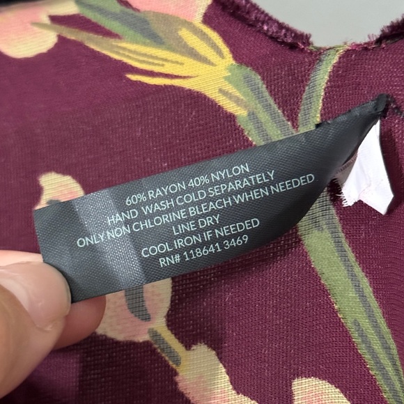 Lane Bryant ONE SIZE Burgundy Boho Floral Velvet Burnout Open Front Kimono Top - Picture 7 of 8